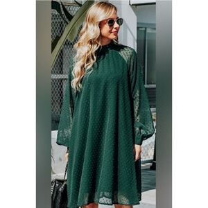 NEW Woman's Flowy Chiffon Swiss Dot Midi Dress